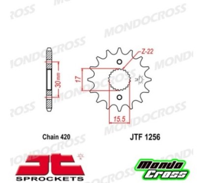 Pignone acciaio JT Passo 420, 14 denti HONDA cod. JTF1256.14