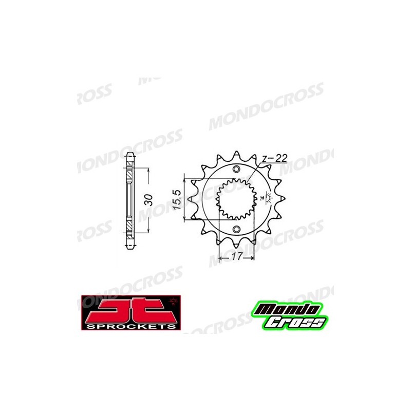Pignone acciaio JT Passo 428, 15 denti HONDA cod. JTF1257.15