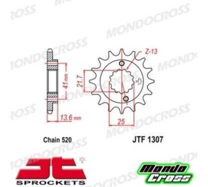 Pignone acciaio JT Passo 520, 15 denti, Versione Gommata KAWASAKI, HONDA, KAWASAKI cod. JTF1307.15