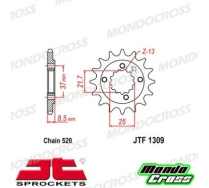 Pignone acciaio JT Passo 520, 14 denti HONDA cod. JTF1309.14