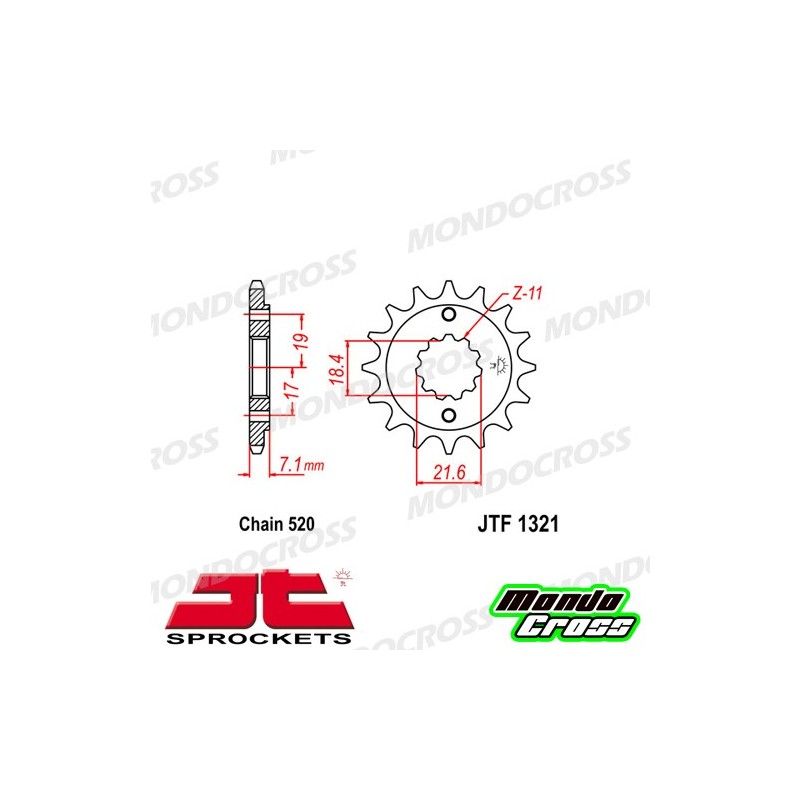 Pignone acciaio JT Passo 520, 13 denti HONDA cod. JTF1321.13