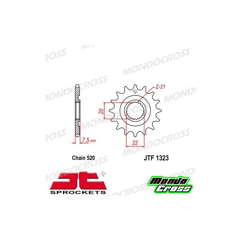 Pignone acciaio JT Passo 520, 13 denti HONDA cod. JTF1323.13SC