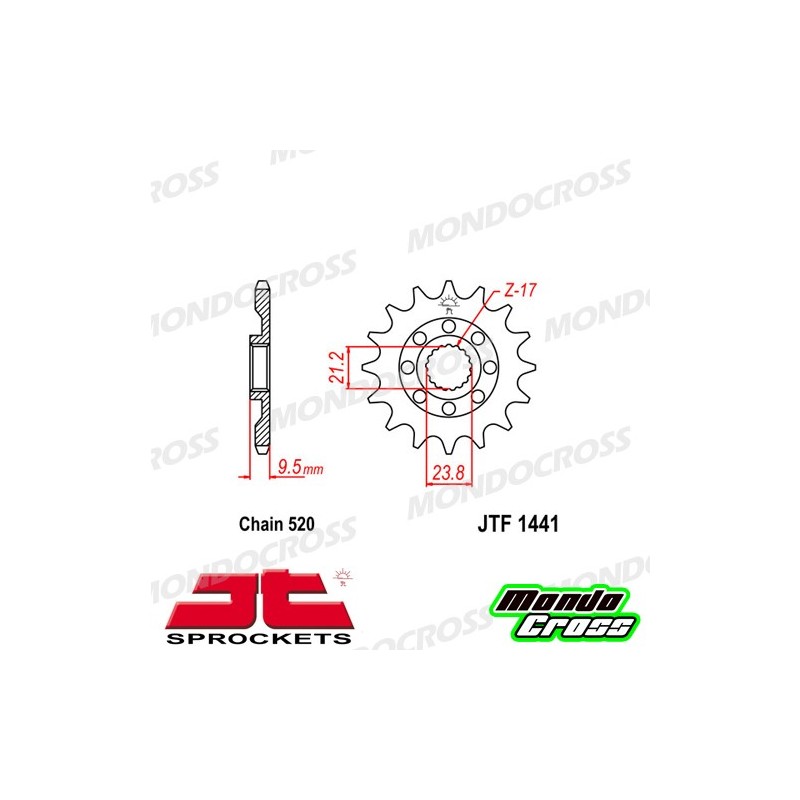 Pignone acciaio JT Passo 520, 14 denti SUZUKI cod. JTF1441.14SC