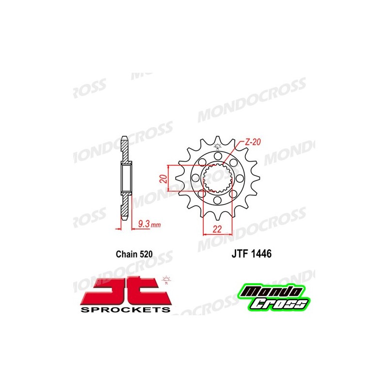 Pignone acciaio JT Passo 520, 13 denti KAWASAKI cod. JTF1446.13SC
