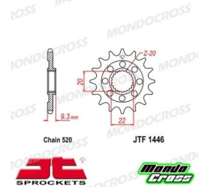 Pignone acciaio JT Passo 520, 13 denti KAWASAKI cod. JTF1446.13SC