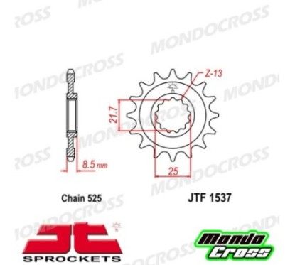 Pignone acciaio JT Passo 525, 17 denti KAWASAKI cod. JTF1537.17