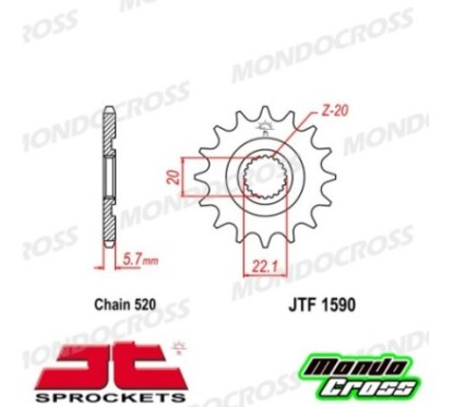 Pignone acciaio JT Passo 520, 13 denti FANTIC, YAMAHA cod. JTF1590.13SC