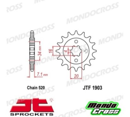 Pignone acciaio JT Passo 520, 14 denti KTM cod. JTF1903.14