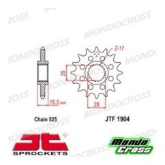 Pignone acciaio JT Passo 525, 17 denti, Versione Gommata KTM cod. JTF1904.17
