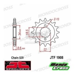 Pignone acciaio JT Passo 520, 15 denti KTM cod. JTF1908.15
