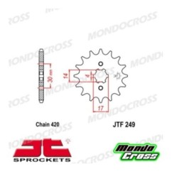Pignone acciaio JT Passo 420, 14 denti, Diam. 14x17x4 PIT BIKE cod. JTF249.14
