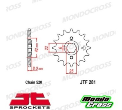 Pignone acciaio JT Passo 520, 14 denti HONDA cod. JTF281.14