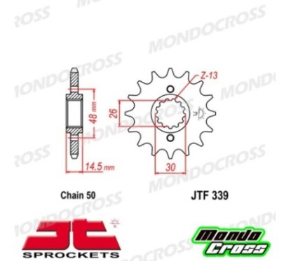 Pignone acciaio JT Passo 530, 16 denti, Versione Gommata HONDA cod. JTF339.16
