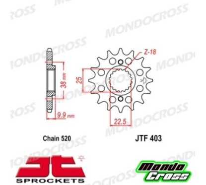 Pignone acciaio JT Passo 520, 15 denti BMW, HUSQVARNA cod. JTF403.15