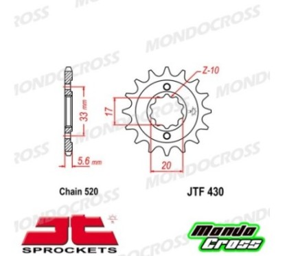 Pignone acciaio JT Passo 520, 14 denti KAWASAKI, SUZUKI cod. JTF430.14