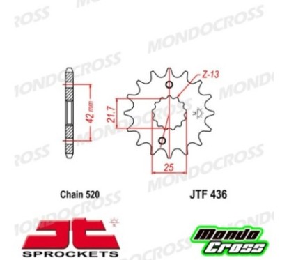 Pignone acciaio JT Passo 520, 15 denti APRILIA, KAWASAKI, SUZUKI, YAMAHA cod. JTF436.15