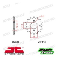 Pignone acciaio JT Passo 530, 16 denti, Versione Gommata SUZUKI, KAWASAKI, CAGIVA, KAWASAKI, SUZUKI, YAMAHA cod. JTF513.16