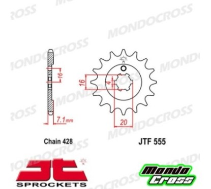 Pignone acciaio JT Passo 428, 14 denti KAWASAKI cod. JTF555.14