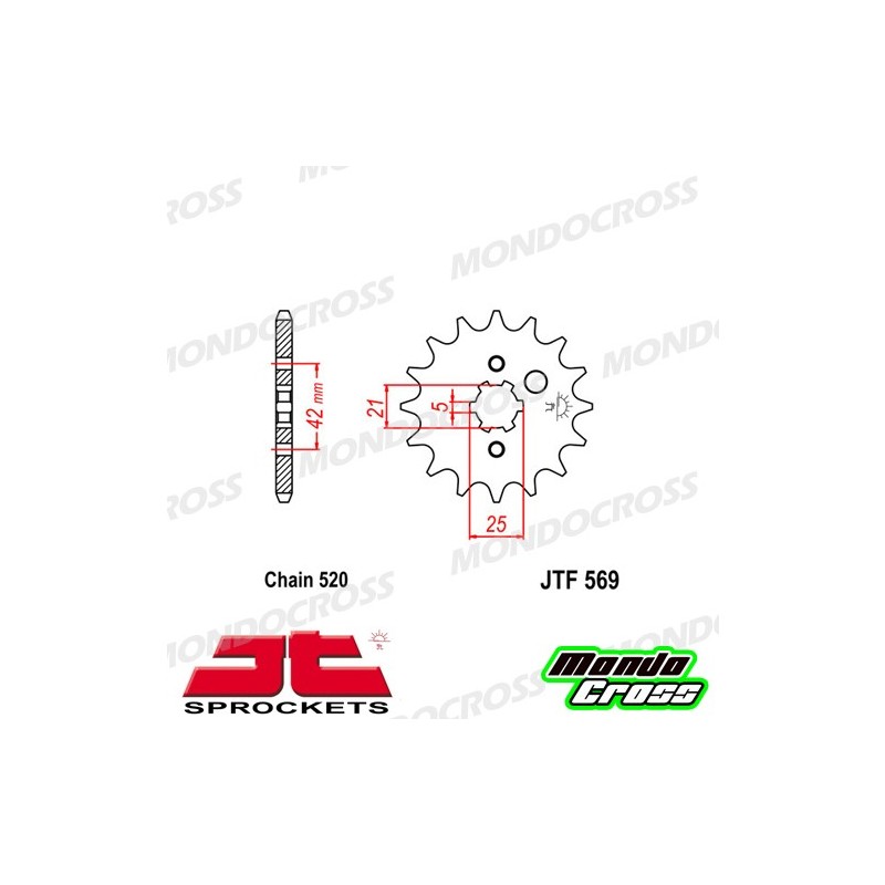Pignone acciaio JT Passo 520, 12 denti KAWASAKI, YAMAHA cod. JTF569.12