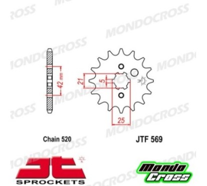 Pignone acciaio JT Passo 520, 12 denti KAWASAKI, YAMAHA cod. JTF569.12