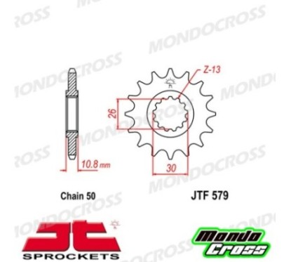 Pignone acciaio JT Passo 530, 16 denti, Versione Gommata YAMAHA cod. JTF579.16