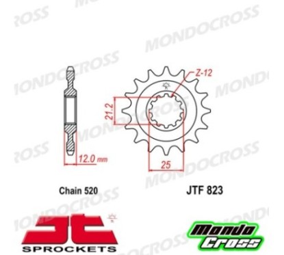 Pignone acciaio JT Passo 520, 13 denti HUSABERG, HUSQVARNA cod. JTF823.13