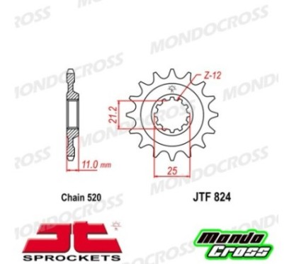 Pignone acciaio JT Passo 520, 14 denti HUSQVARNA cod. JTF824.14SC