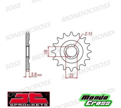 Pignone acciaio JT Passo 520, 13 denti HUSQVARNA, TM cod. JTF825.13SC